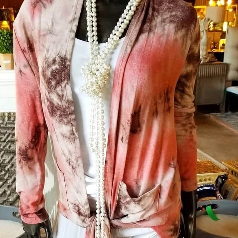 Blue Tie Dye Duster with Pockets & Side Slits - Picture 13 of 13